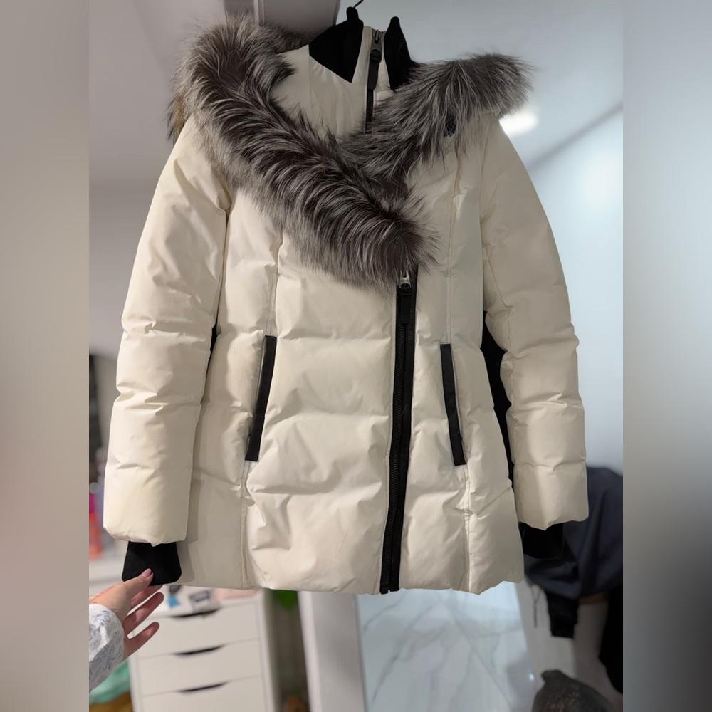 Mackage Adali Down Coat Natural Fur White